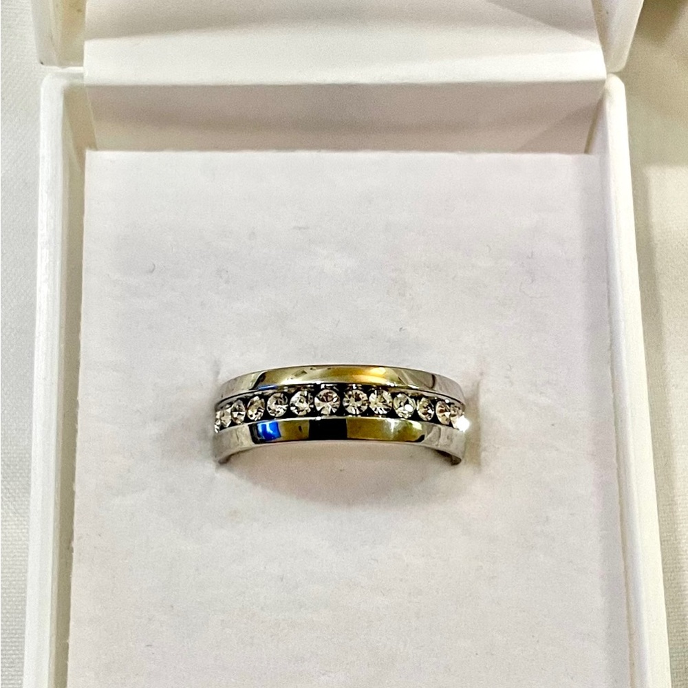 Rhinestone Eternity Band Ring - Size 7 - Picture 1 of 5